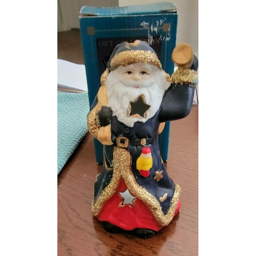 Santa Christmas ‎ Gift Collection Ceramic Tea Light  w/Box
